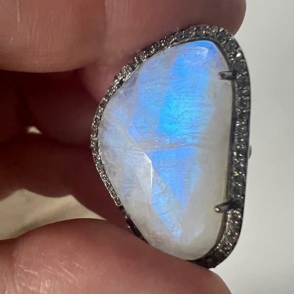 Adornia Sterling Silver and diamond Moonstone ring - Picture 4 of 8